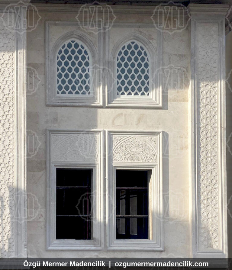 Kafes pencereli mermer cami cephe kaplaması