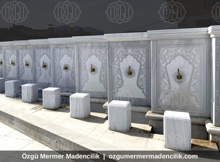 Musluklu mermer şadırvan abdest duvarı